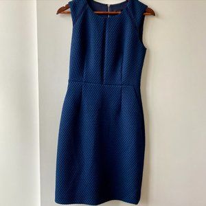 J. Crew Office Dress - Textured Navy Blue - Exposed Zipper 